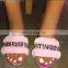 Women Fur Flat Sandals with Rhinestone Ladies Summer Autumn Release Slippers shoes Black Pink