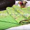 Indian Kantha REVERSIBLE Quilt Queen Green Bedding Cotton Sari Kantha Handstiched Bed Cover
