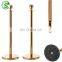 Elegance gold/silvery white crown top portable stanchion velvet rope posts with rubber base