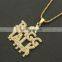 Custom Name B ubble Letter Chain Pendant Necklace Men's Zircon Hiphop Jeweelry With Rope Chain Rope Chain 18k Gold