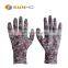 Sunnyhope  cheap gloves PU coated  finished  safety work gloves 13 gauge knitted liner floral