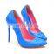 Blue snake ladies fancy new style multicolored snake print high heels platform ankle strap women sandals shoes
