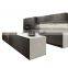 Handle free modern design black matt finish lacquer kitchen cabinet with marble counter island