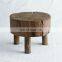 Small solid cedar wood stool crack plant stand rustic live edge reclaimed wood stand