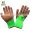 4SAFETY Anti Cold Weather Use Hi Vis green color 7g Half Coated Winter Foam Latex Gloves