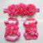 Hot Infant Toddler Walking Barefoot Shoes with flower headband, Baby Summer Barefoot Sandals