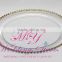 Hot Selling Wedding Decoration Gold Silver Beaded Glass Charger Plate