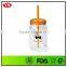 BPA Free 720 ml Single wall plastic bottles with straw and lid