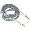 3M/10FT Black & White Cloth Braided Tweed Guitar Cable Cord