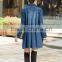 Hotsales Womens Leisure Double Breasted Slim Long Windbreaker Denim Jacket