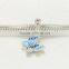 S232 Globalwin Blue Enamel Butterfly Charm Personalized 925 Silver Charms