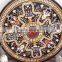 Black Pietra Dura Marble Inlay Round Table Top, Black Dinning Table top