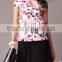Pretty Steps 2016 elegant ladies casual printed short sleeve summer blouses high quality round collar blouse for women