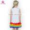 Summer Girls Sleeveless White Above Knee Dress With Colorful Rainbow Tulle Hem
