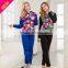 Fancy colorful leopard printing family pajamas with zip + hood design winter women pajamas set OEM