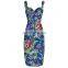 Womens Sexy Floral Tropical Print Vintage Evening Summer Midi Dresses