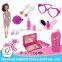 Hot sell make up set toys with doll plastic beauty girl cosmetics