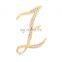 Newest Popular Alphabet Letter Brooches Custom Metal Gold Plated Letter Rhinestone Brooch Pins