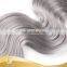 Fashionable 100% original bulk russian hair gray purple hair extension with black root