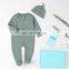 Amazon Hot Sale Zipper Footie Romper Organic Cotton Baby Bodysuit Long Sleeve