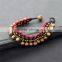 Red stone beads string bracelet with bell XE09-0215