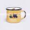 Customized logo printing steel metal enamel espresso cup for restaurant