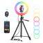 Amazon Best Selling 10 Inch Light Weight RGB Ring Light with Tripod Stand Fill light for Make Up