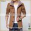 2016 new fashion men's woolen long jackets warm winter jacket coat with fur fleece inside