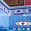 Tile for swimming pool blue decorative waterline border