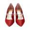 Mid high Heel pointed toe classic ladies breatheable PU lining comfortable RED sheep skin pump shoes