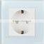 Hot Sales Wallpad Luxury White LED Indicator Waterproof Crystal Glass 110~250V German EU Standard Wall Socket Switch Quality Choice