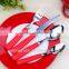Red Plastic Handle Restaurant Cutlery