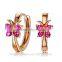 Charming Pendant Design Pave Red Zircon Diamond Attractive butterfly rose gold plated solid sterling silver cz earring studs