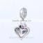 S160A Pink Heart Ston Solid 925 Sterling Silver Baby Foot on baby foot on Heart charm Pendant