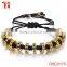 Fashion gold plated zircon stoppers macrame bracelet braided rope, 18k gold jewellery wholesale charm bracelet