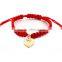 Enamel Gold Heart Charm Handwoven Bracelet Adjustable Braided Macrame Bracelet Promotional Friendship Bracelet