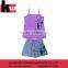 Summer Breathable Kids Pajamas, Cute V Neck Pink Girls Tank Top & Panty