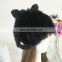Black 100% acrylic handmade winter lady knitted beanies with rabbit fur