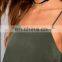 2017 Fashion Women Olive Green Satin Slip Dress Design