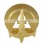 custom zinc alloy gold hollow triangle metal plate with novel base