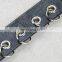 Fashion punk style pu leather eyelet with iron hoop lace trim