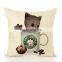 Cute Cat printed DecorativeLinen Cushion Pillow Cover Soft Sofa Waist Pillow Cover Case