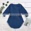 2-7Y Autumn Toddler Kids Baby Girl Shirts Tops Clothes Denim pearl Long Sleeve Tops Shirt girls belt cute Warm Coat