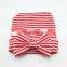 Infant Beanie Newborn fabric striped Caps Baby Sweet Hat with big bow 5colors