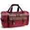 Men Holdall Travel Canvas Duffel Bag  Leather Trim Tote Shoulder