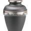 Tri-Band Brass Classic Cremation Urn With Pewter Finish