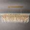 Modern Large Rectangular Brass and Copper Crystal LED Chandelier Luxury Ceiling Hanging Lamp for Hotel Bar Villa Dining Room