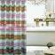 Waterproof polyester green and pink strip printed shower curtain, hot sale shower curtain