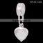 Vnistar silver plated dangle charm beads with heart pendent and white stones wholesale PBD3072
