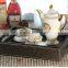 Custom-made high quality PU leather & Wooden tea tray, PU leather tea tray,faux leather tray, Leather Fruit Dish Fruit Plate